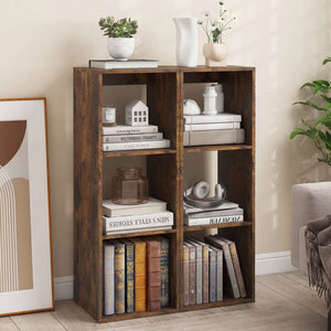 3 Cube Bookshelf with Back Guardrail for Living Room Bedroom-Brown view 7