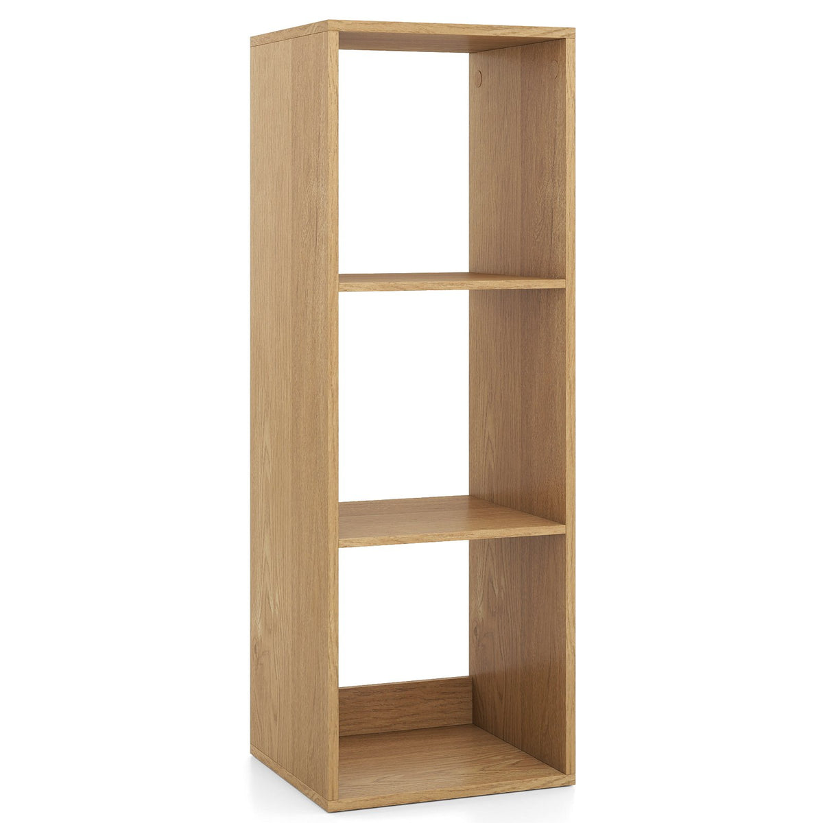 3 Cube Bookshelf with Back Guardrail for Living Room Bedroom-Natrual