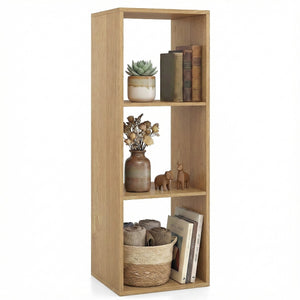 3 Cube Bookshelf with Back Guardrail for Living Room Bedroom-Natrual view 4