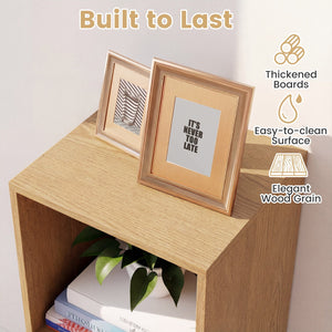 3 Cube Bookshelf with Back Guardrail for Living Room Bedroom-Natrual view 9