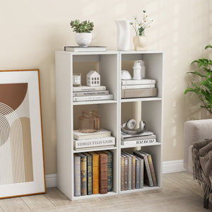 3 Cube Bookshelf with Back Guardrail for Living Room Bedroom-White view 2