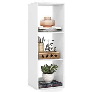 3 Cube Bookshelf with Back Guardrail for Living Room Bedroom-White view 4