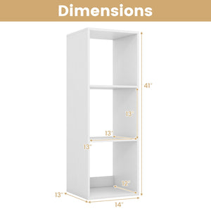 3 Cube Bookshelf with Back Guardrail for Living Room Bedroom-White view 5