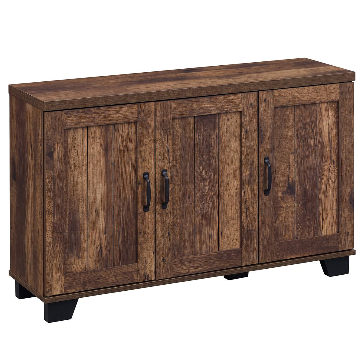 3-Door Buffet Sideboard with Adjustable Shelves and Anti-Tipping Kits-Brown
