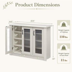 3-Door Shoe Cabinet with Removable Shelves Wooden Shoe Storage Organizer-White view 5