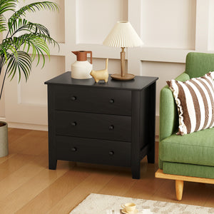 3 Drawer Dresser Chest of Drawers Bedside Table-Black Wood Grain view 3
