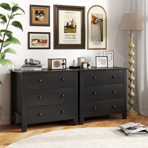 3 Drawer Dresser Chest of Drawers Bedside Table-Black Wood Grain view 7