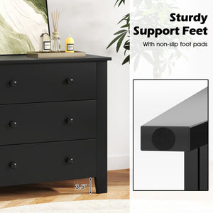 3 Drawer Dresser Chest of Drawers Bedside Table-Black Wood Grain view 9