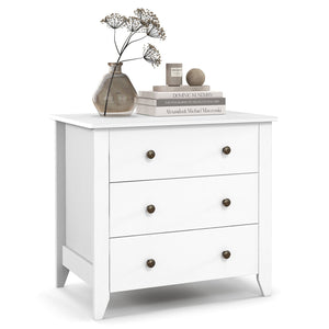 3 Drawer Dresser Chest of Drawers Bedside Table-White view 4