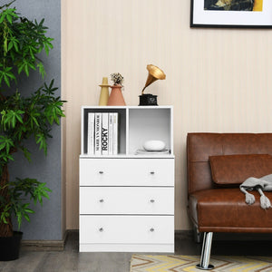 3 Drawer Dresser with Cubbies Storage Chest for Bedroom Living Room-White view 2