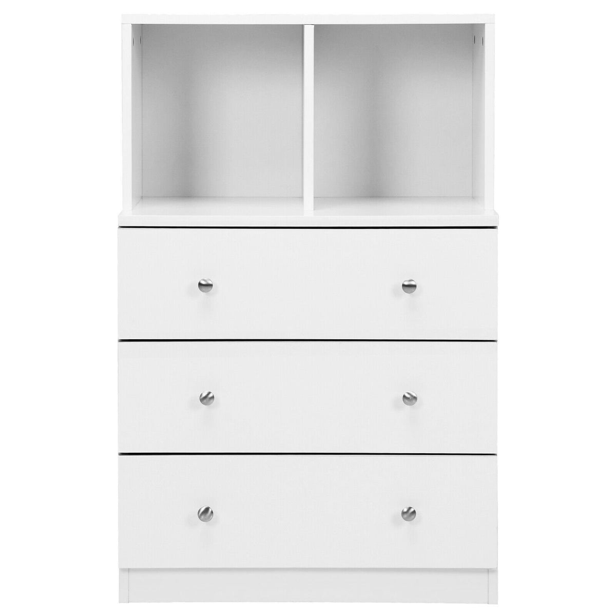 3 Drawer Dresser with Cubbies Storage Chest for Bedroom Living Room-White view 9