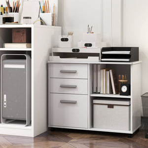 3-Drawer Mobile Lateral File Cabinet Printer Stand-White view 6
