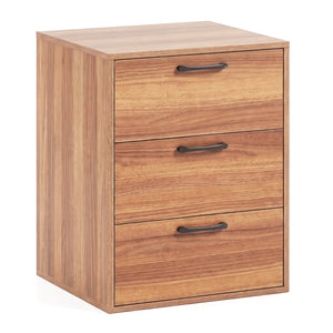 3 Drawer Nightstand with Wood Grain Finish and Storage for Living Room Bedroom Study-Walnut view 4