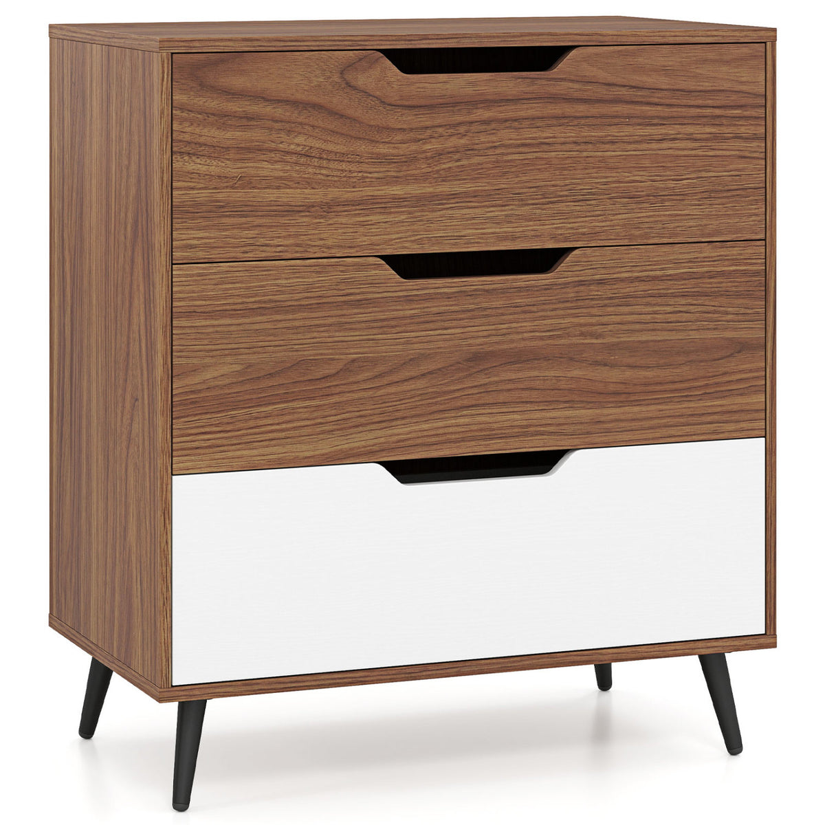 3-Drawer Rustic Farmhouse Wooden Storage Dresser-Walnut