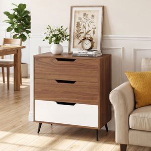3-Drawer Rustic Farmhouse Wooden Storage Dresser-Walnut view 2