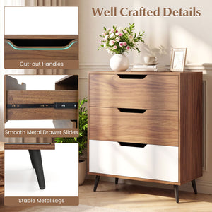3-Drawer Rustic Farmhouse Wooden Storage Dresser-Walnut view 7
