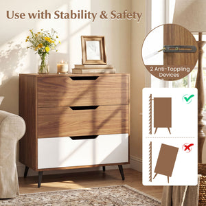 3-Drawer Rustic Farmhouse Wooden Storage Dresser-Walnut view 8