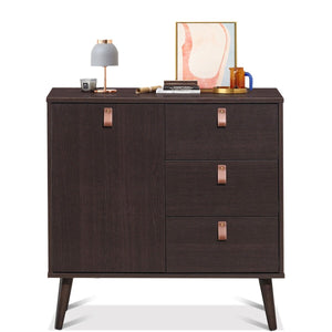 3-drawer Sideboard Storage Display Cabinet-Brown view 9