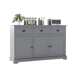 3 Drawers Sideboard Buffet Storage with Adjustable Shelves-Gray view 4