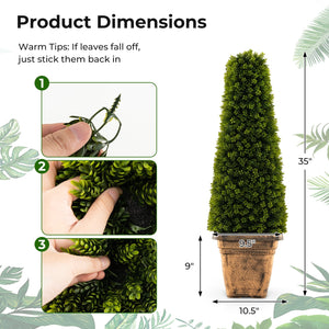 3 Feet Artificial Boxwood Topiary Tree with Cement Flowerpot-Green view 4