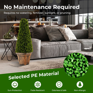 3 Feet Artificial Boxwood Topiary Tree with Cement Flowerpot-Green view 7