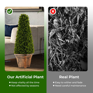 3 Feet Artificial Boxwood Topiary Tree with Cement Flowerpot-Green view 9