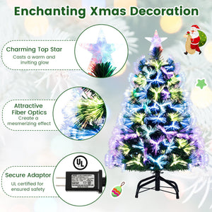 3 Feet Fiber Optic Christmas Tree with Branch Tips and Topper Star view 7