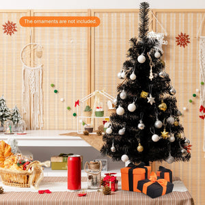 3 Feet Unlit Artificial Christmas Halloween Mini Tree with Plastic Stand-Black view 6