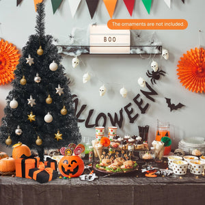 3 Feet Unlit Artificial Christmas Halloween Mini Tree with Plastic Stand-Black view 7