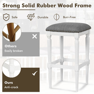 3 Heights Square Saddle Stool Set of 2 with Footrests and Padded Seats-Gray view 6