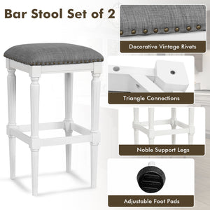 3 Heights Square Saddle Stool Set of 2 with Footrests and Padded Seats-Gray view 9