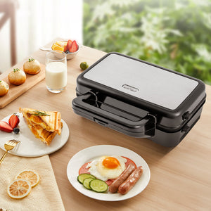 3-in-1 1082W Sandwich Maker with Removable Non-Stick Plates-Black view 3