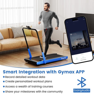 3-in-1 3HP Folding Treadmill with Smart Apps Remote Control and Speakers-Navy view 5