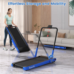 3-in-1 3HP Folding Treadmill with Smart Apps Remote Control and Speakers-Navy view 6