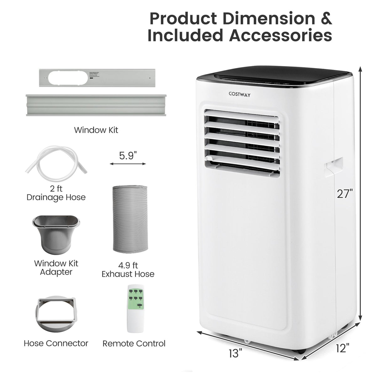 3-in-1 9000 BTU Air Conditioner with Dehumidifier and 24H Timer-White view 4