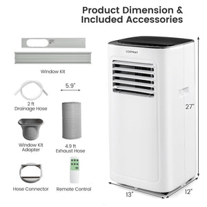 3-in-1 9000 BTU Air Conditioner with Dehumidifier and 24H Timer-White view 4