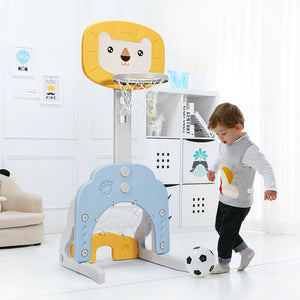 3-in-1 Adjustable Kids Basketball Hoop Sports Set-Yellow view 3