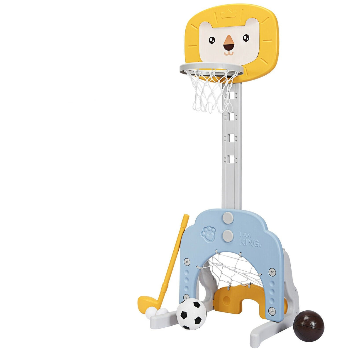 3-in-1 Adjustable Kids Basketball Hoop Sports Set-Yellow view 4