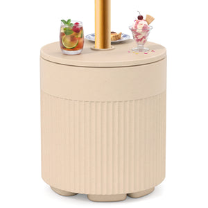 3-in-1 All-Weather Outdoor HDPE Umbrella Base with Water Bag and, 2” Umbrella Hole for Patio-Beige view 4