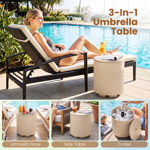 3-in-1 All-Weather Outdoor HDPE Umbrella Base with Water Bag and, 2” Umbrella Hole for Patio-Beige view 9