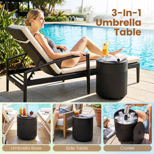 3-in-1 All-Weather Outdoor HDPE Umbrella Base with Water Bag and, 2” Umbrella Hole for Patio-Black view 7