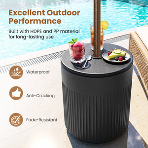 3-in-1 All-Weather Outdoor HDPE Umbrella Base with Water Bag and, 2” Umbrella Hole for Patio-Black view 8