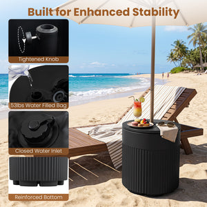 3-in-1 All-Weather Outdoor HDPE Umbrella Base with Water Bag and, 2” Umbrella Hole for Patio-Black view 9