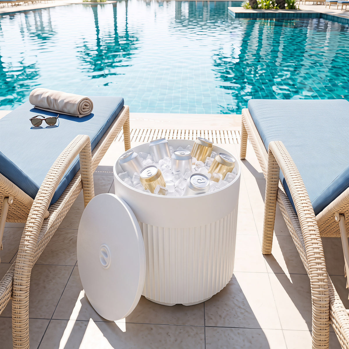 3-in-1 All-Weather Outdoor HDPE Umbrella Base with Water Bag and, 2” Umbrella Hole for Patio-White view 2