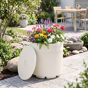 3-in-1 All-Weather Outdoor HDPE Umbrella Base with Water Bag and, 2” Umbrella Hole for Patio-White view 3