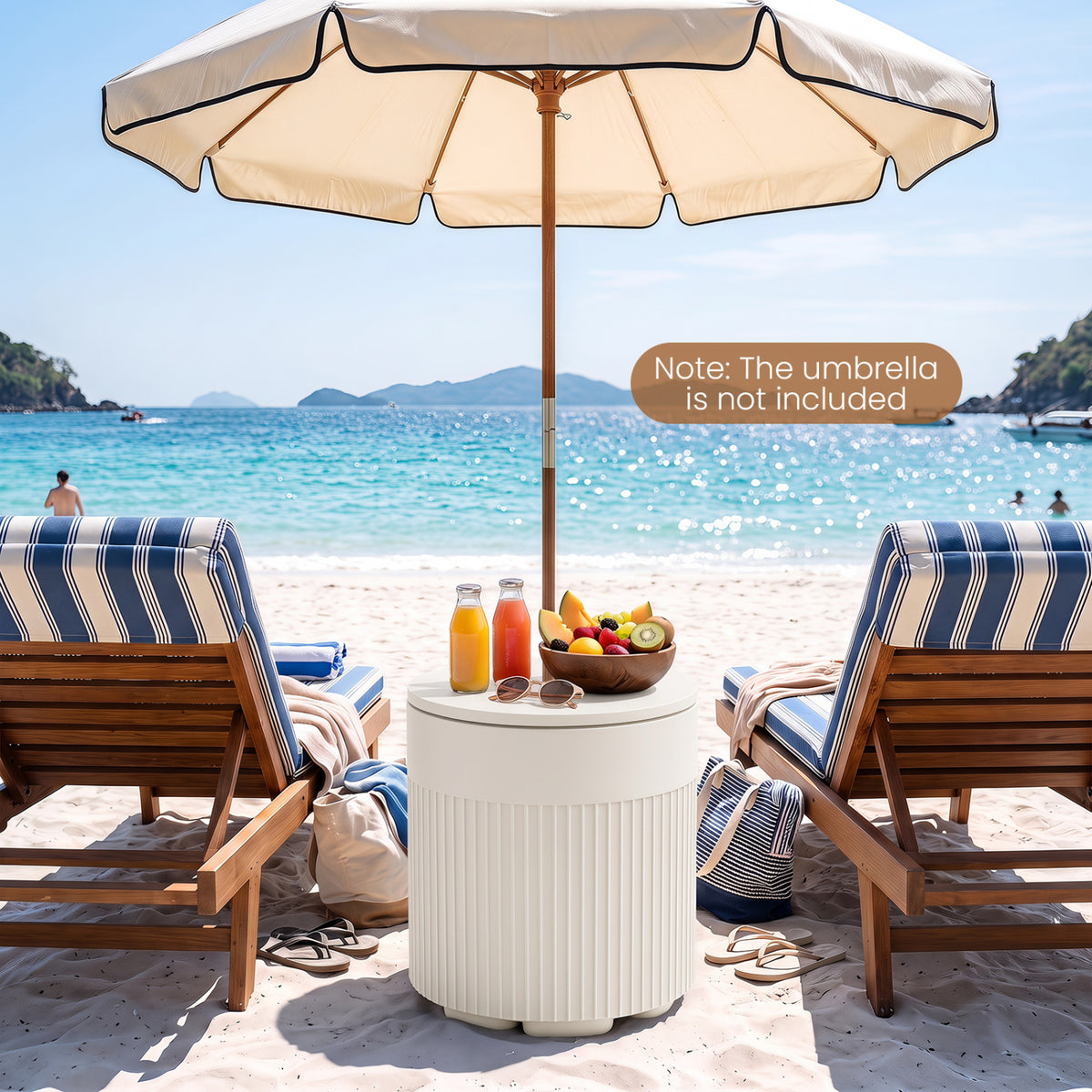 3-in-1 All-Weather Outdoor HDPE Umbrella Base with Water Bag and, 2” Umbrella Hole for Patio-White view 6