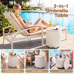 3-in-1 All-Weather Outdoor HDPE Umbrella Base with Water Bag and, 2” Umbrella Hole for Patio-White view 9