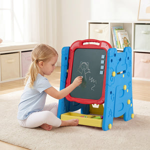 3 in 1 Art Easel for Kids with Double Sided Magnetic Board-Blue view 3