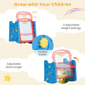 3 in 1 Art Easel for Kids with Double Sided Magnetic Board-Blue view 7