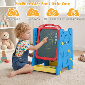 3 in 1 Art Easel for Kids with Double Sided Magnetic Board-Blue view 9